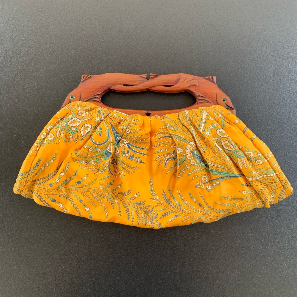 Vintage Wood Silky Clutch Purse Bermuda